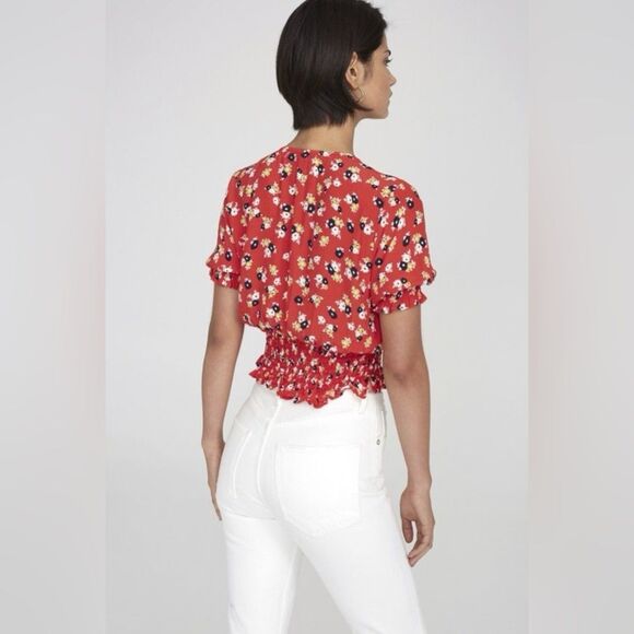 Faithfull The Brand Red Floral Crop Top Size 8 - Picture 13 of 14